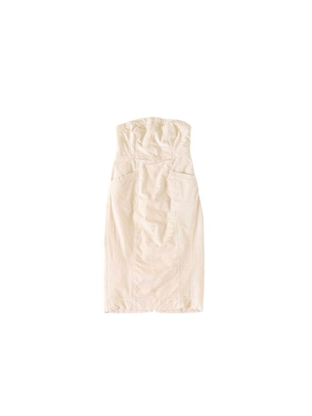 Anthropologie Pilcro and the Letterpress Strapless Corduroy Midi Dress Cream NEW
